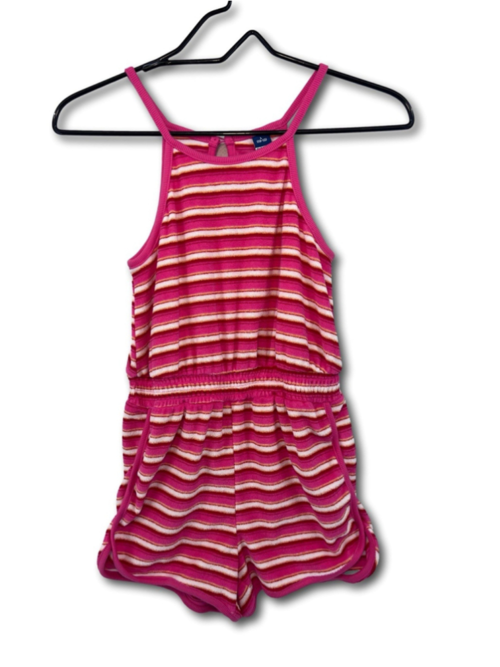 Old Navy Girls Terry Romper Shorts Pink Striped Youth Size Large 10-12 Summer